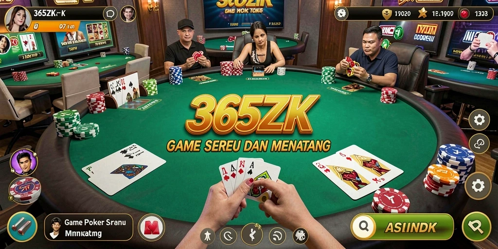 Tampilan gameplay seru di 365ZK yang menampilkan aksi poker intens.