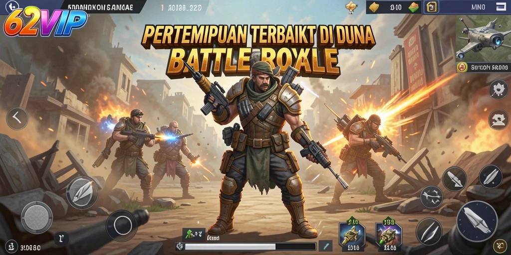 Screenshot utama 62VIP menampilkan aksi seru dalam gameplay Battle Royale.