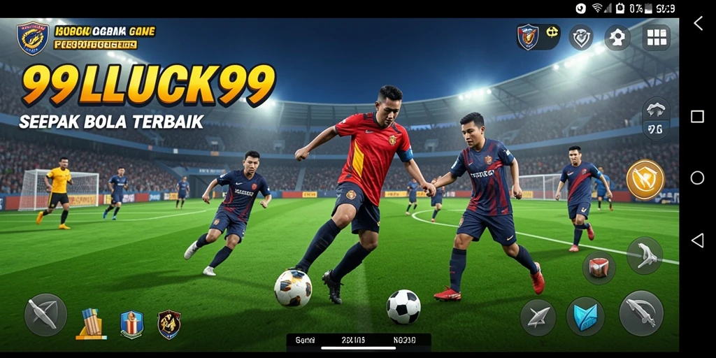 Screenshot utama 99LUCK99 menampilkan momen seru dari gameplay sepak bola.