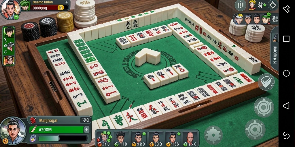 Tampilan screenshot A200M menampilkan gameplay Mahjong yang penuh warna.