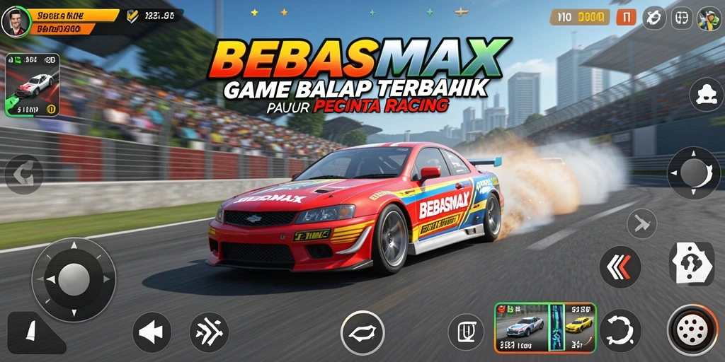 Tampilan dinamis dari gameplay balap di BEBASMAX yang seru.