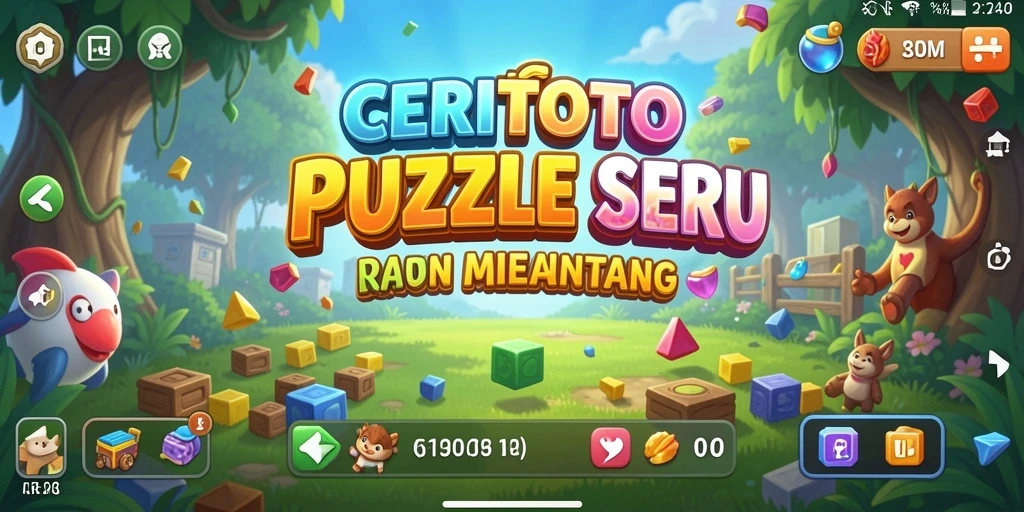 Tampilan gameplay menantang dalam CERITOTO saat menyusun puzzle.