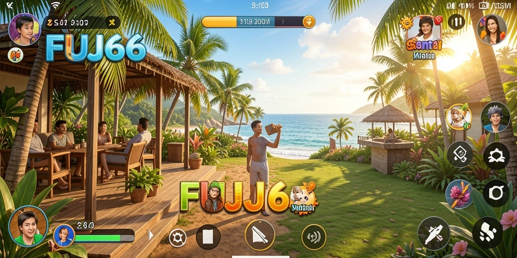 Screenshot menunjukkan gameplay seru FUJI66 dengan grafis cerah.