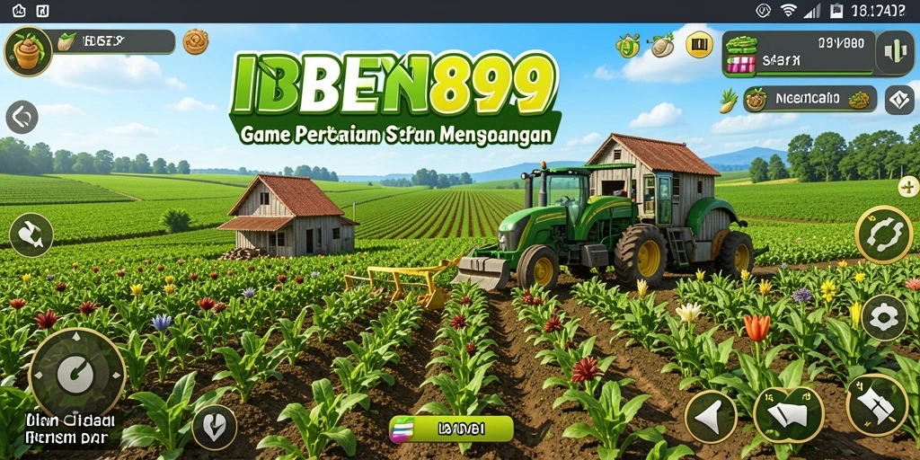 Gameplay seru di IBET899 dengan ladang yang hijau dan subur.