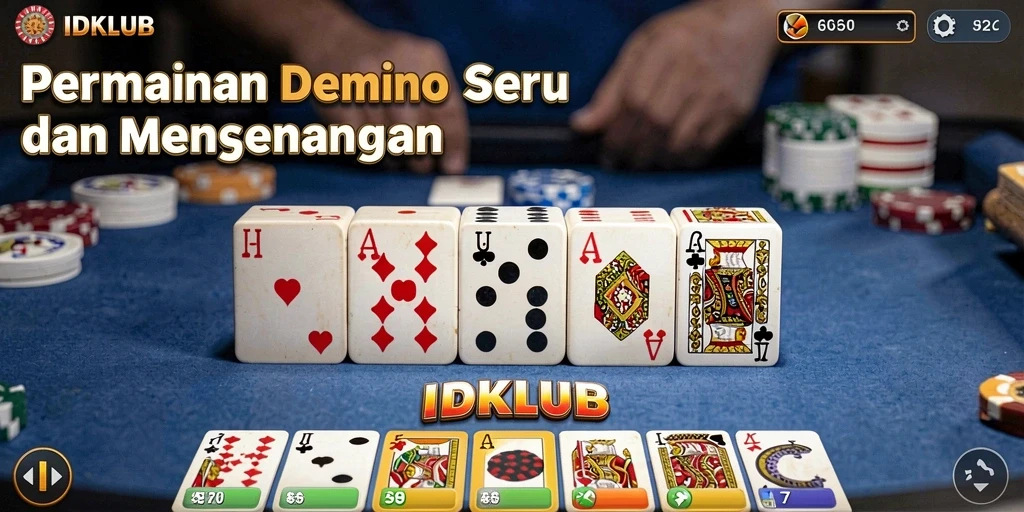 Tampilan gameplay seru dalam IDKLUB yang menghadirkan permainan Domino.