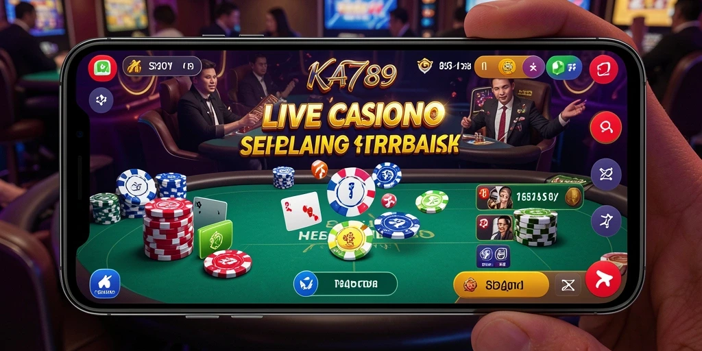 Screenshot gameplay KA789 dengan dealer langsung dan permainan nyata.