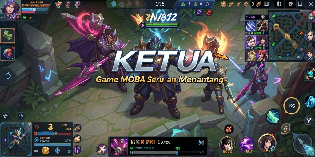 Screenshot gameplay KETUA menampilkan pertempuran intens antar tim.