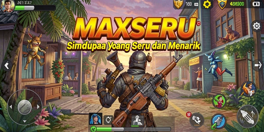 Tampilan gameplay menarik dalam MAXSERU, menunjukkan aktivitas simulasi yang seru.
