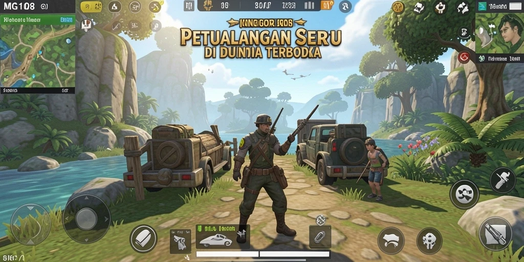 Tampilan indah dunia terbuka di MG108 selama gameplay.