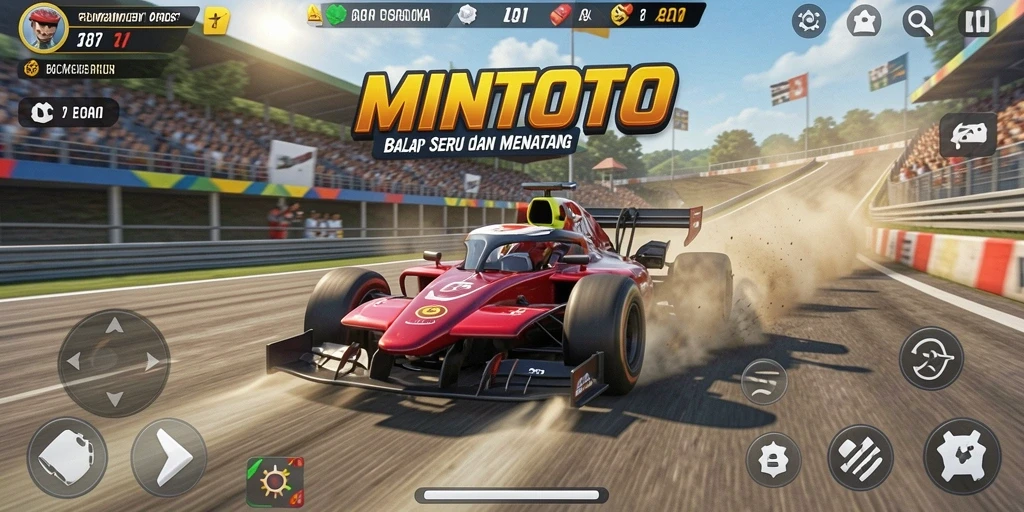 Tampilan gameplay balap yang mendebarkan di MINTOTO.