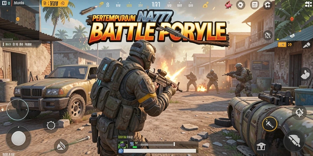 Screenshot NA777 menunjukkan momen intens dalam pertempuran Battle Royale.