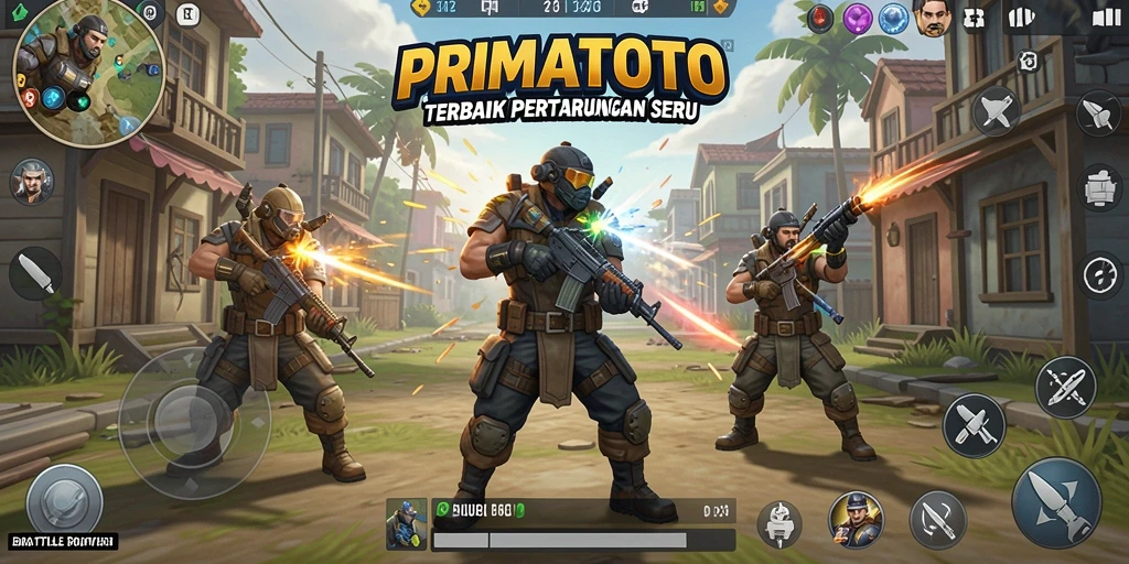 Gameplay PRIMATOTO yang menegangkan dalam pertarungan Battle Royale.