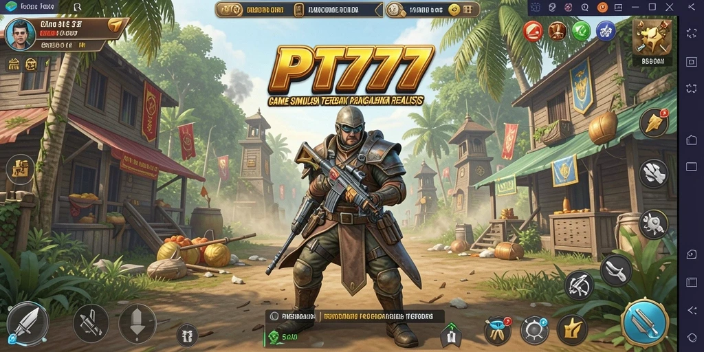 Screenshot utama PT777 menampilkan gameplay simulasi yang mendalam.