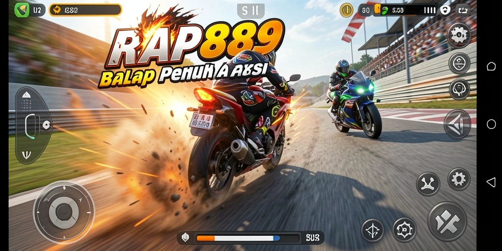 Tampilan menarik dari gameplay balap motor RAP89 yang penuh aksi.