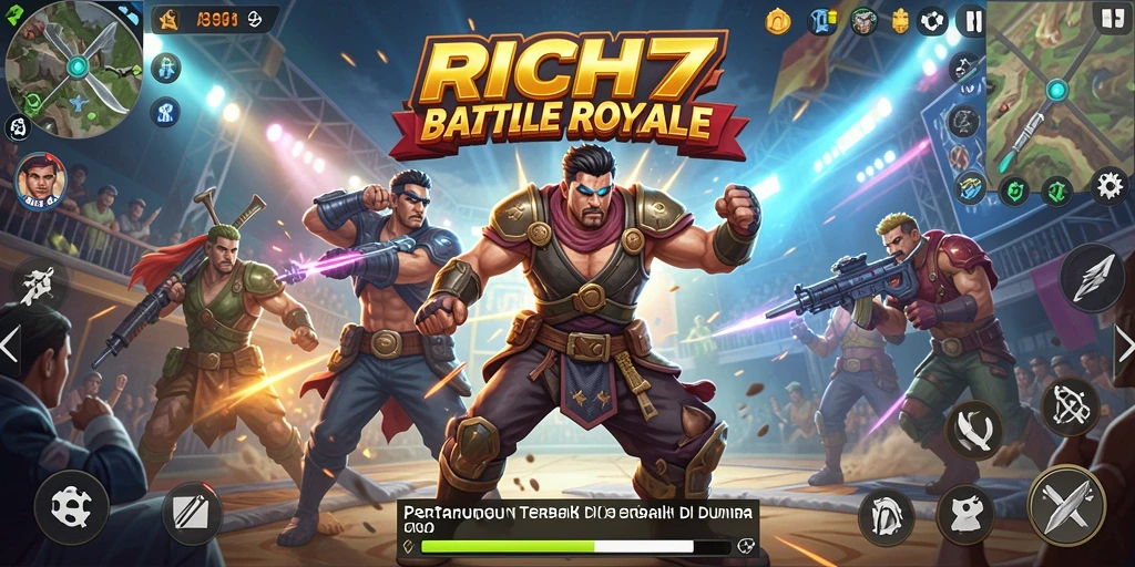 Tampilan screenshot dari gameplay <strong>RICH7</strong> dalam pertempuran epic Battle Royale.