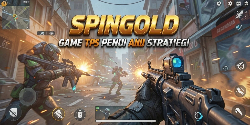 Tampilan dinamis gameplay SPINGOLD dalam aksi TPS.