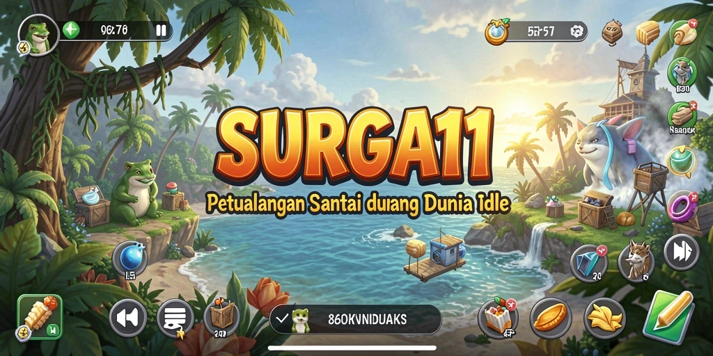 Screenshot gameplay <strong>SURGA11</strong>, menunjukkan aksi santai dalam membangun kerajaan.