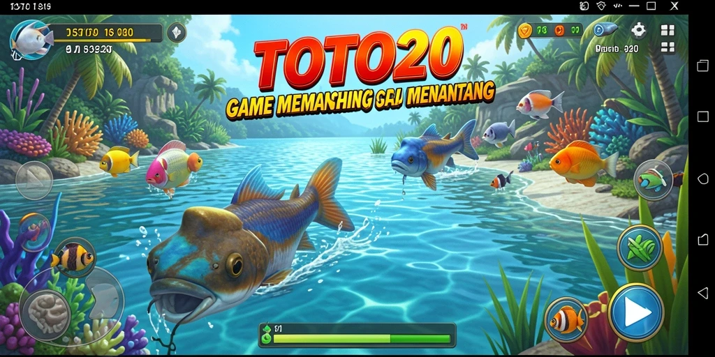 Gameplay TOTO20 yang mengasyikkan saat memancing di tempat indah.