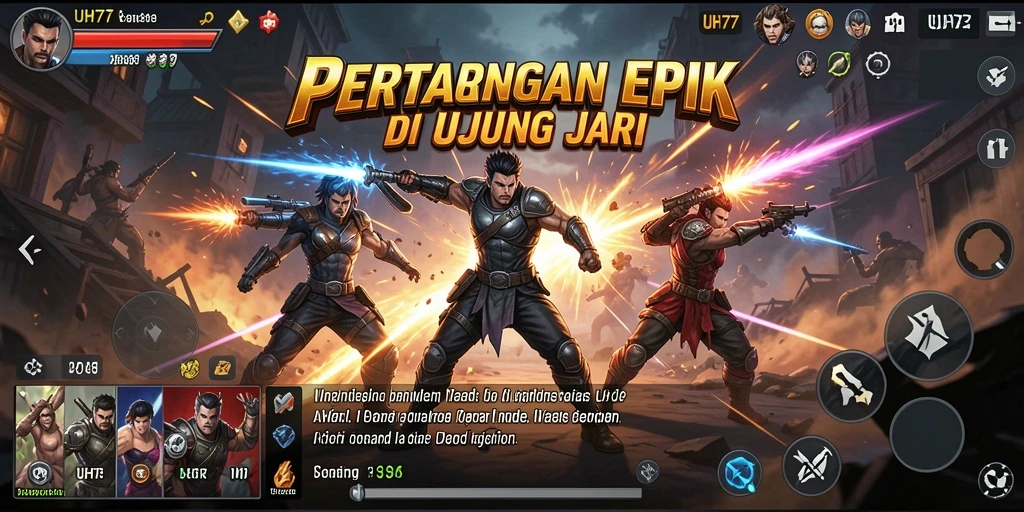 Screenshot game UH77 menampilkan aksi pertarungan yang mendebarkan.
