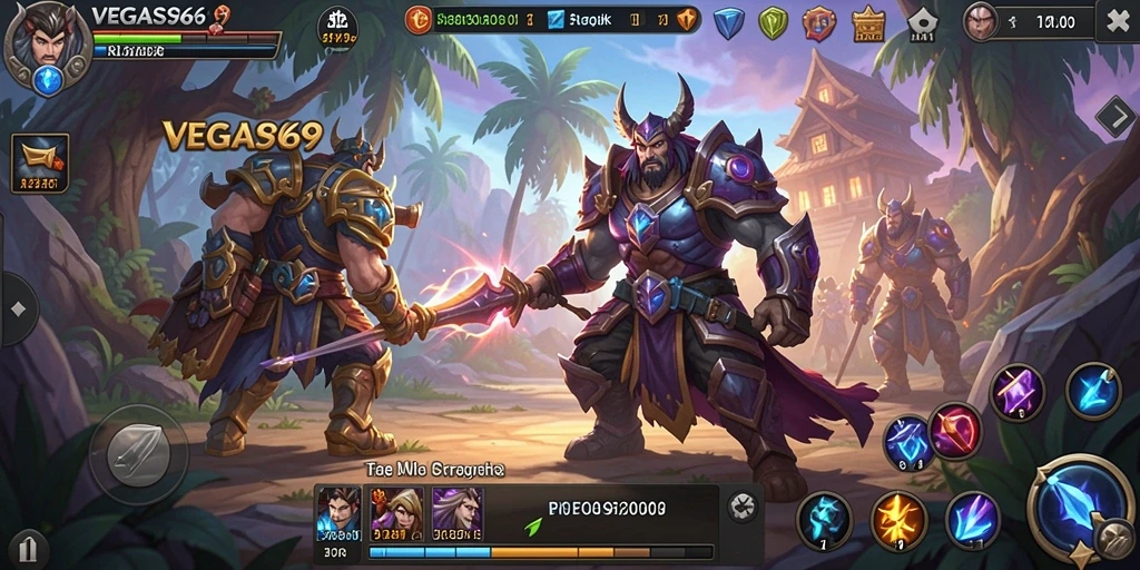 Tampilan gameplay strategis dalam VEGAS969 dengan pertempuran yang intens.